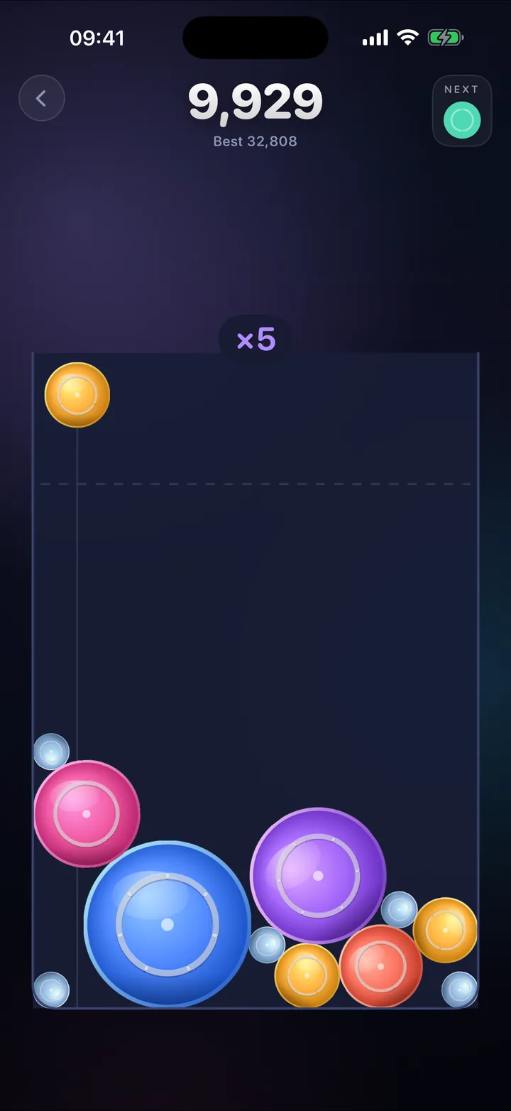 DROP IT! gameplay: a big combo cascading across the board